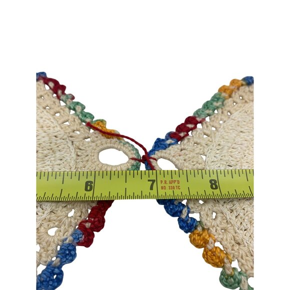 2 Crochet Rainbow Edge Doily Table Place Mat Trivet Coaster Hot Pad Pot Holder - Picture 10 of 11